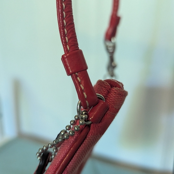 Coach Pink and Orange Leather Tag Wristlet - Picture 4 of 7